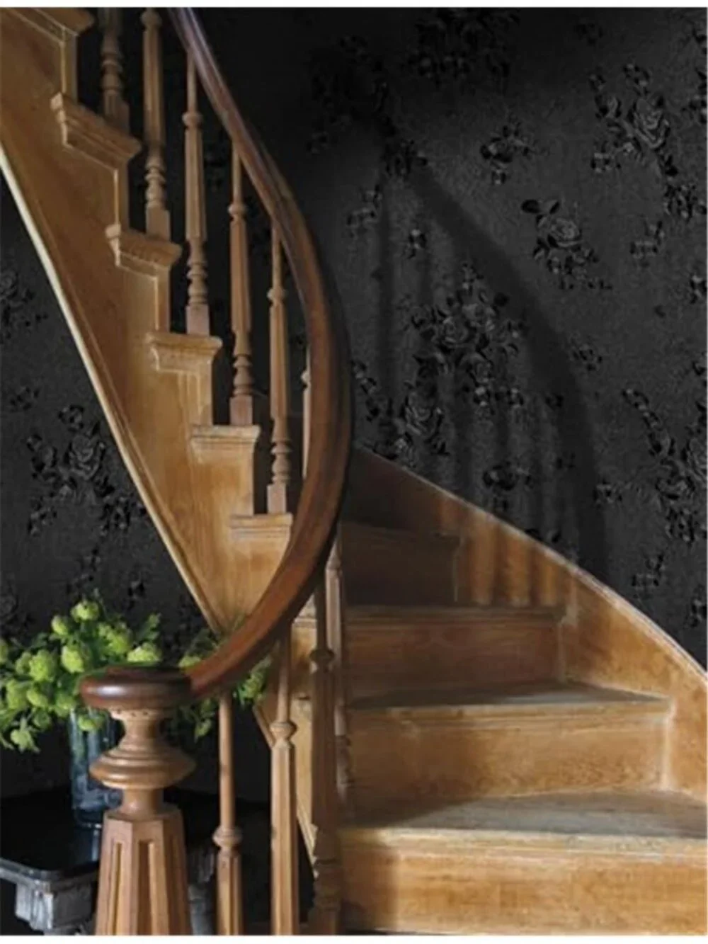 Black Floral Embossed Peel Stick Wallpaper Removable Self Adhesive Contact Paper